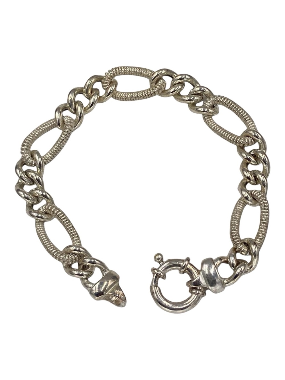 Vintage Sterling Italy Long Twisted Link
Bracelet Large Decorative Clasp Unisex
